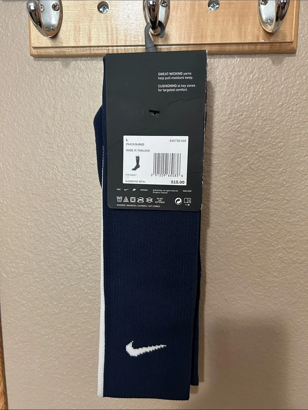 Nike Navy and White Vapor Over-The-Calf Soccer Socks